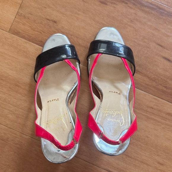 Christian Louboutin Yasmin Sanzep Pink and Black Wedges Sandals - Picture 3 of 7